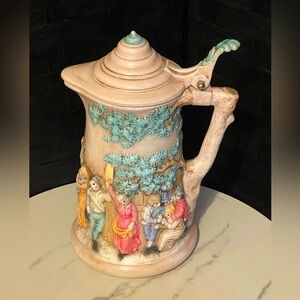 VintageUnusual LIDDED PITCHER - BEER wine MILK juice Handmade Ceramic Signed1986